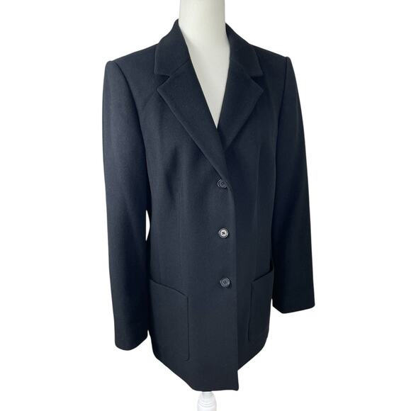 Nordstrom Wool Cashmere Blend Button Front Blazer Black Women's Size 10 Classic - Picture 4 of 13